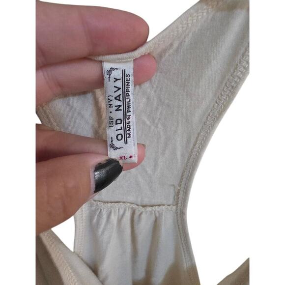 Old Navy Racerbank Tank Top XL Cream Button Front Vintage Y2K - Picture 2 of 4